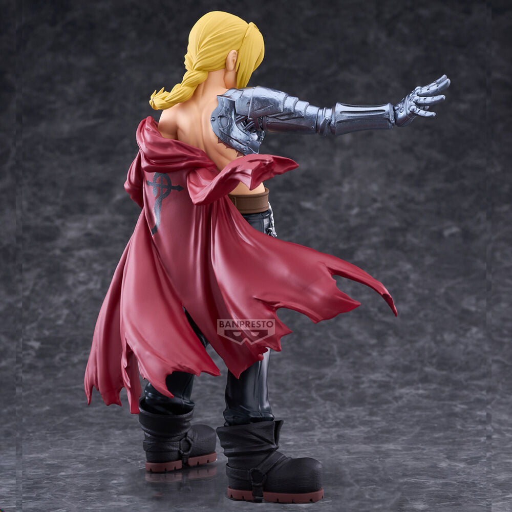 Figurka Edward Elric Grandista Fullmetal Alchemist – widok z tyłu, symbol Flamela na płaszczu
