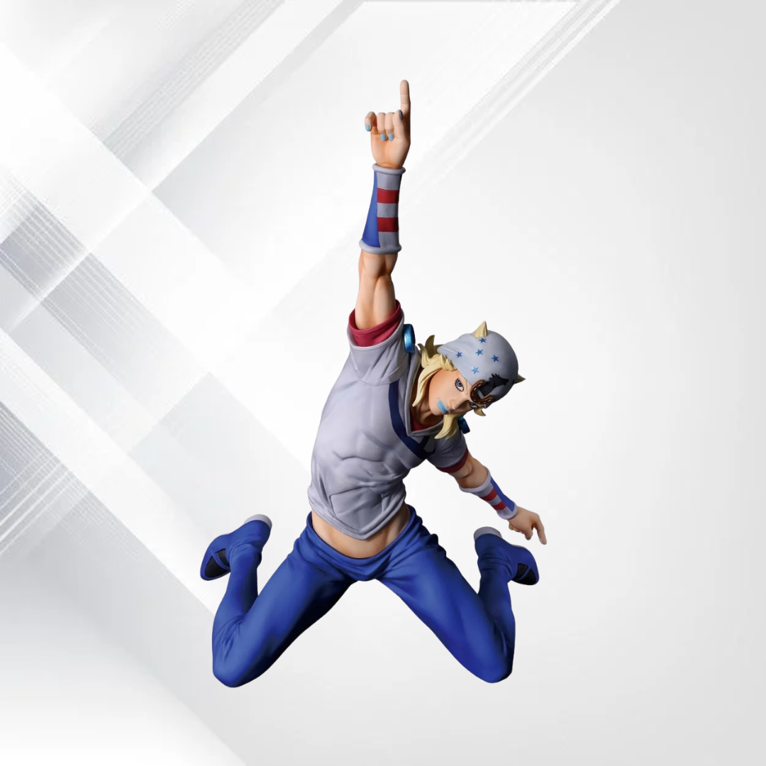 Johnny Joestar Mometria – poza na kolanach z ręką wzniesioną w górę