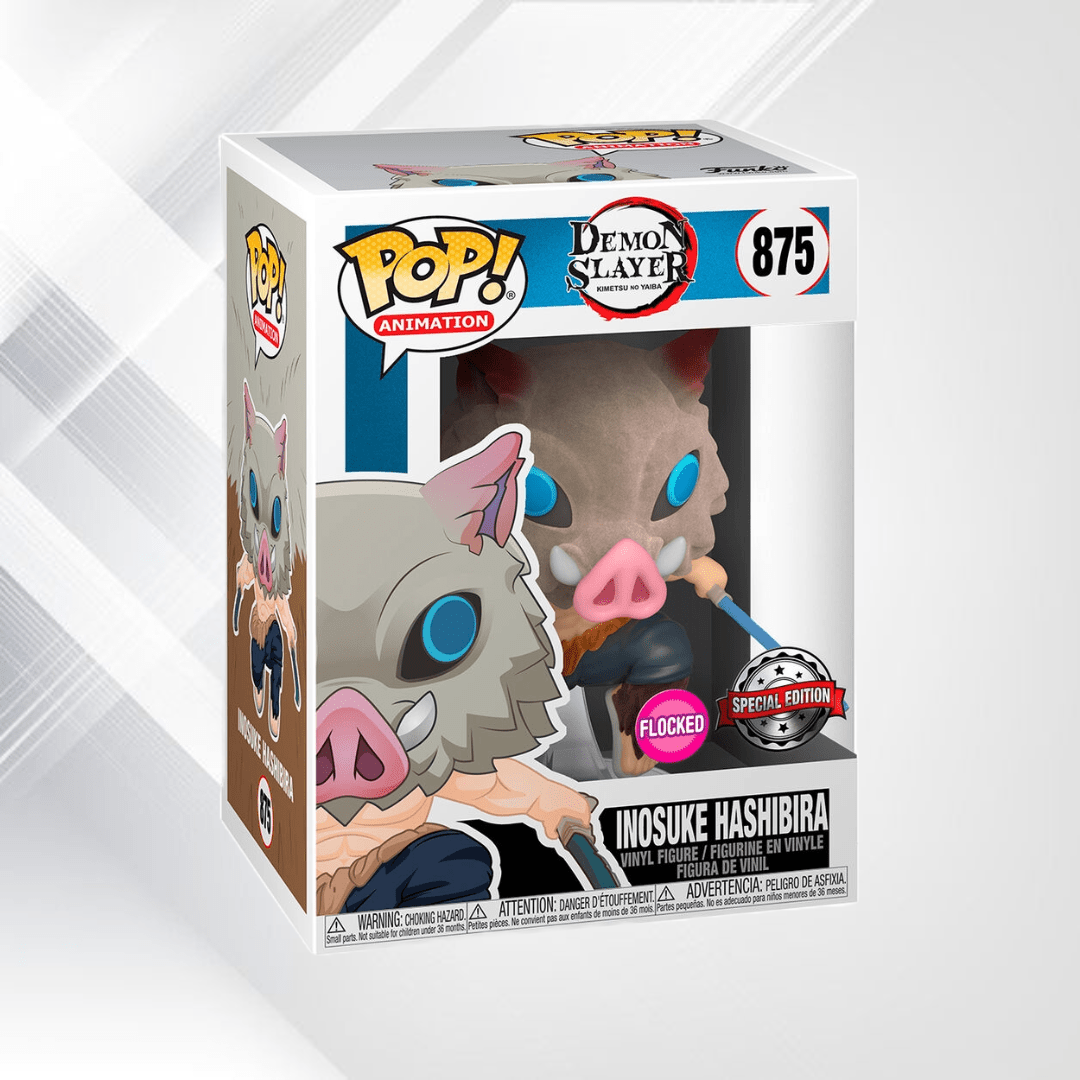 POP Figure Demon Slayer – Inosuke Hashibira Exclusive 875 (Flocked, Special Edition) - Senpai Store